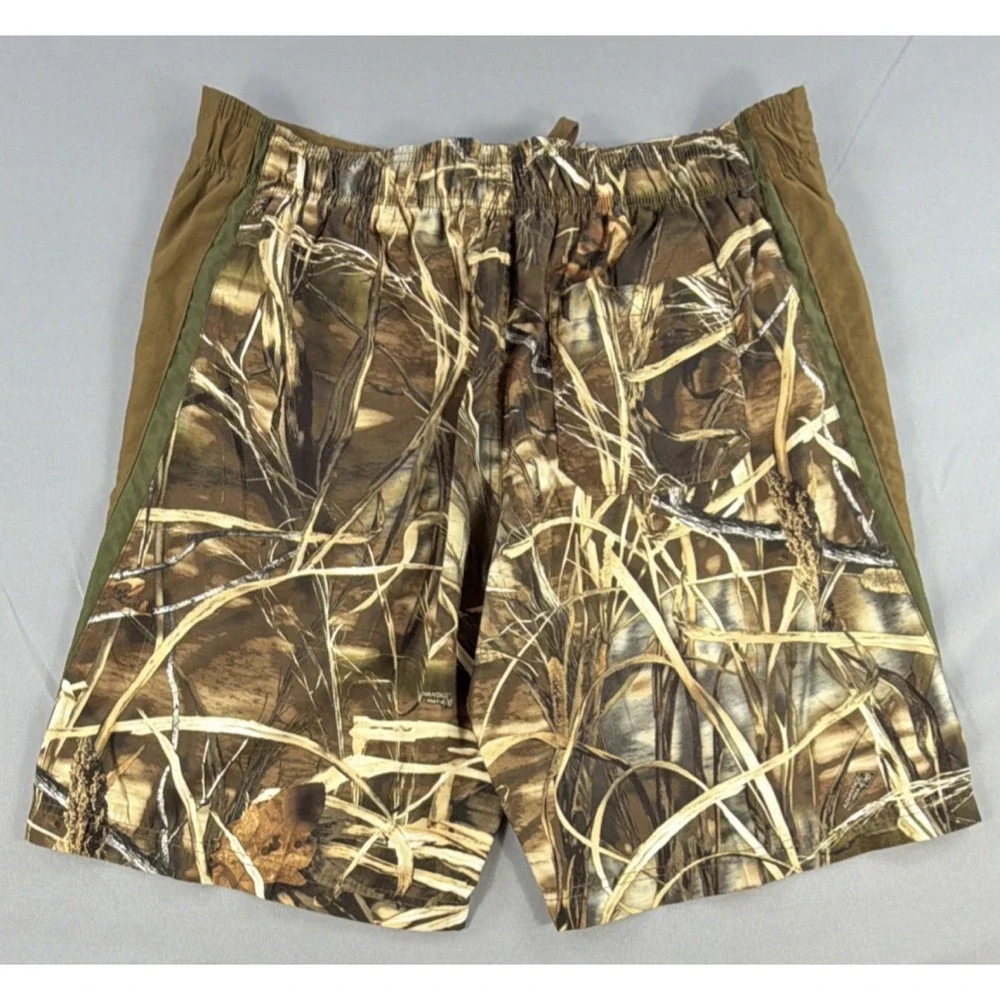 Bass Pro Shops Men's L Camo Swim Trunks Mesh Lined Hunting Fishing Shorts